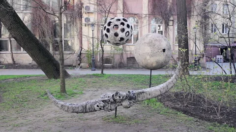 Floating In The Air Spherical Installation. Art Objects Video stock 64683649