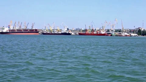 Floating along the cargo port Stock Footage 71360629