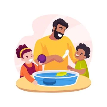 Floating and drowning experiments isolated cartoon vector illustration. Stock Illustration