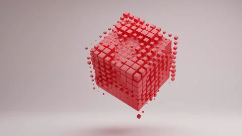 Floating and rotating red cube rendered animation. Stock Footage 178300305
