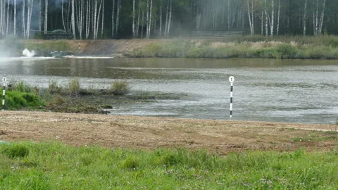 Floating armored vehicle. Video stock 111831180