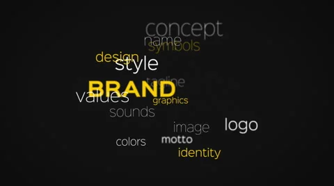 Floating Array of Brand Words on Black Stock Footage 61722470