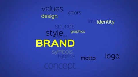 Floating Array of Brand Words on Blue Stock Footage 61722984