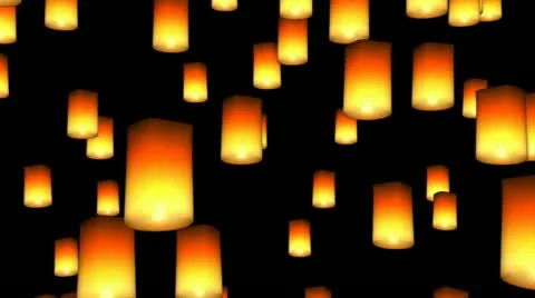 Floating Asian Lanterns - seamless loop, alpha channel included Stock Footage 12740900