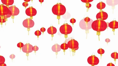 Floating Asian Lanterns - seamless loop, alpha channel included Stock Footage 85076918