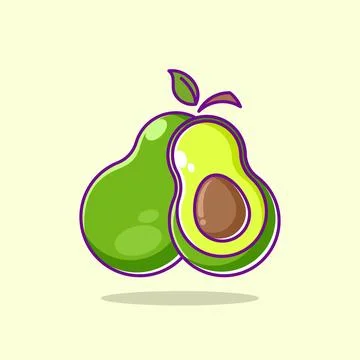 Floating avocado slice cartoon Stock Illustration