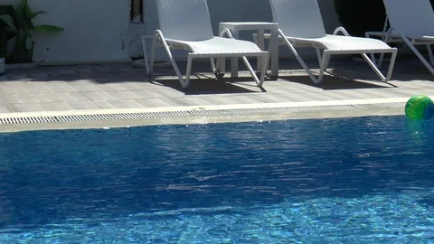 Floating Ball In Swimming Pool Stock Footage 95843197