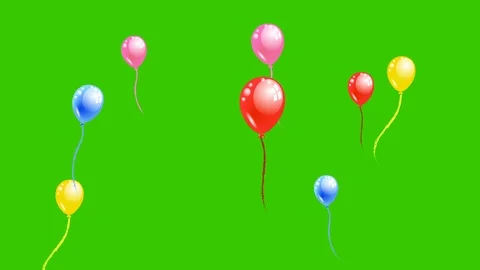 Floating balloon up on green screen Stockbeeldmateriaal 102749668