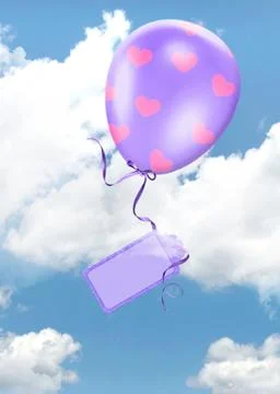 Floating balloon with tag Illustrazione stock