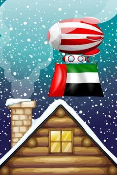 A floating balloon with the UAE flag Ilustración de archivo