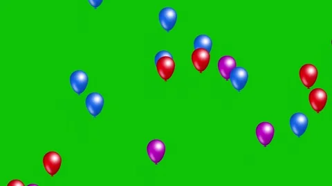 Floating Balloons Animation with Green Screen Background Ideal for Birthdays Vidéo 313093258