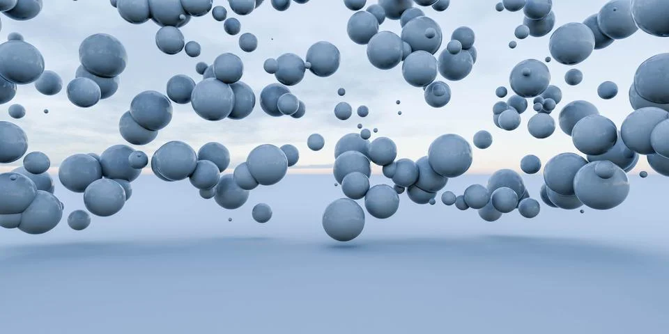 Floating Balls in the Air 3d render illustration Stock Illustration