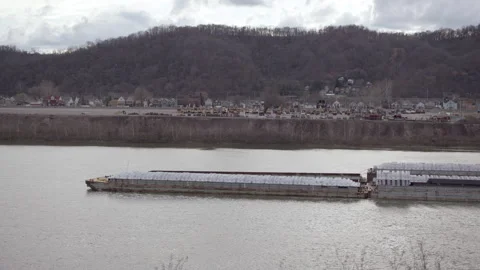 Floating Barge on River Stock Footage 219322338