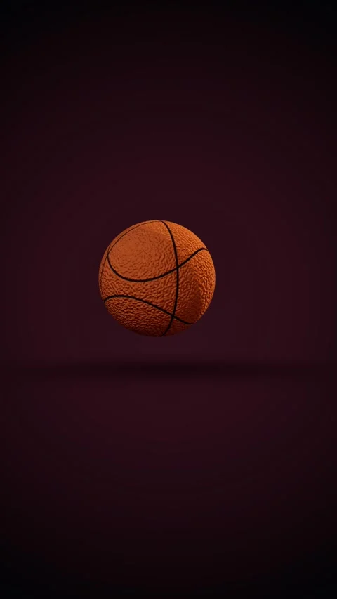 Floating basketball on dark background. 3d rendering Video stock 340143293