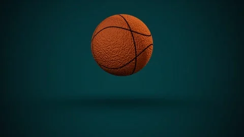 Floating basketball on teal background. 3d rendering Stock Footage 340245653