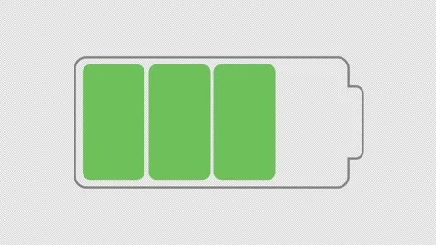 Floating Battery on the transparent background grid are being fully charged. Stock Footage 267373981