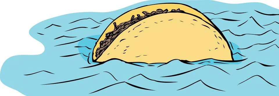 Floating Beef Taco in Water Stock Illustration