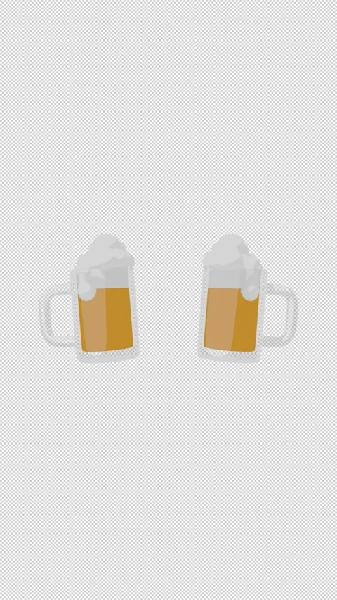 Floating Beer Mug Cartoon Animation on Transparent Background Portrait Stock Footage 340943758