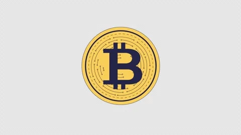 Floating bitcoin coin with spinning circuit lines 2D cartoon object animation Stock Footage 324715987
