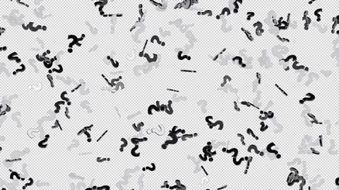 Floating Black and White Question Mark Isolated loop on alpha background Stock Footage 237598594