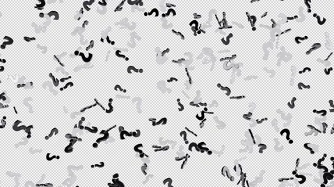 Floating Black and White Question Mark Isolated on alpha background Stock Footage 237599082