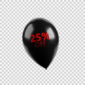 Floating black balloon worth 25 percent off Stock Illustration