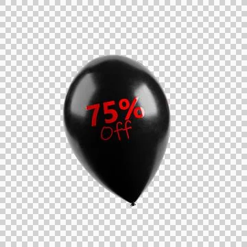 Floating black balloon worth 75 percent off Illustrazione stock