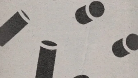 Floating black cylinders, silkscreen print seamless loop Stock Footage 288468808