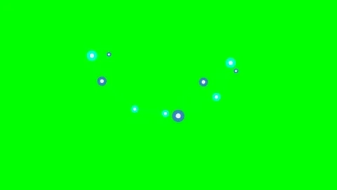 Floating blue and cyan circles scattered on a vibrant green screen background Video stock 340268313
