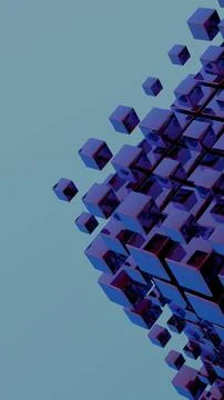 Floating Blue and Purple Cubes Against a Minimalist Cyan Background 스톡 일러스트