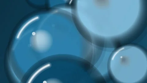 Floating Blue Bubbles on Dark Blue Background, Modern Abstract Motion Loop Stock Footage 329655054