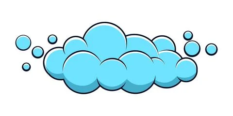 Floating Blue Cloud With Bubbles Stock Illustration