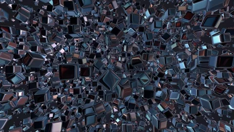Floating Blue Cubes, Background, Reflection, Exclusive Stock Footage 299657282