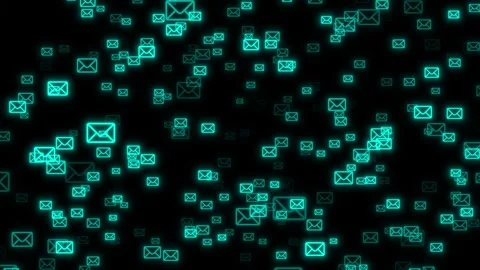 Floating Blue Email Envelope Icons on Dark and Green Screen Background Stock Footage 329671623