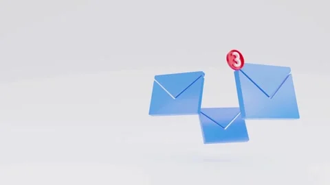 Floating blue envelopes with red notification for new messages Stock-Footage 333114106