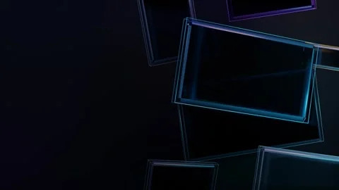 Floating Blue Neon Rectangles Futuristic Loop Stock Footage 344590147