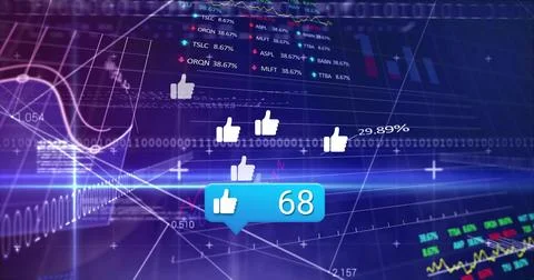 Floating blue notification bubble hovering in virtual interface, with thumbs-up Stock Photos