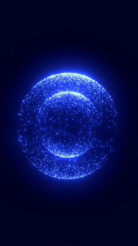 Floating blue particle sphere made of glowing dots, suggesting a digital pl.. Stock Footage 336176856