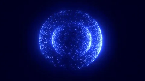 Floating blue particle sphere made of glowing dots Stock Footage 337185406