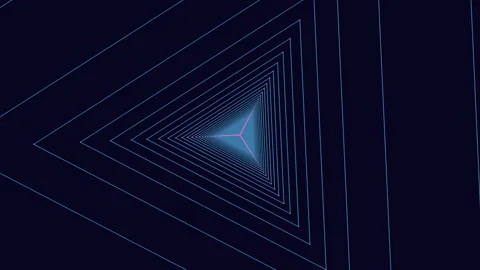 Floating blue triangle on dark background with intricate thin lines. 스톡 동영상 316754061