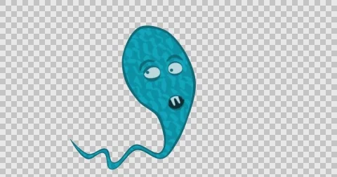 Floating Blue Vibrio Comma-Shaped Bacteria Cartoon Looped Video stock 63742178