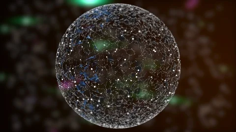 Floating blur bokeh sphere and flickering colorful rays of light beaming Stock Footage 124327330