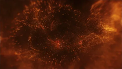 Floating blurry dust particles glittering orange turquoise abstract dark backgro Stock Footage 210845226