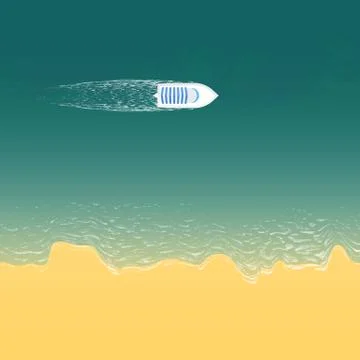 Floating boat in the ocean 스톡 일러스트