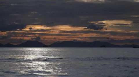 Floating boat at sunset Stock Footage 56836794