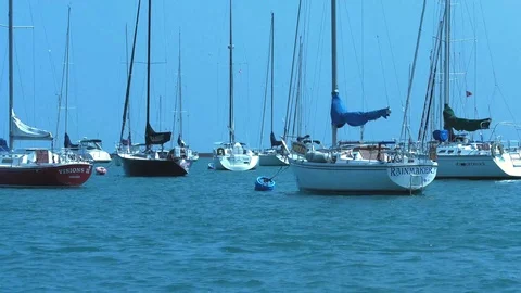 Floating Boats Stock Footage 113351693