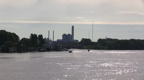 Floating boats on the river Elbe Stock Footage 39131113