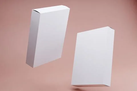 Floating boxes, packaging mockups, pink background, design, advertisement Stock Illustration