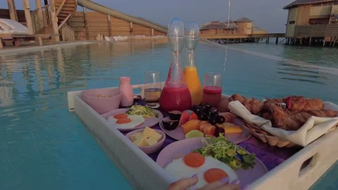 Floating breakfast broll Maldives Stock Footage 207325868