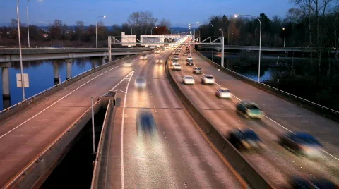 Floating Bridge in Washington State Stock Footage 581042